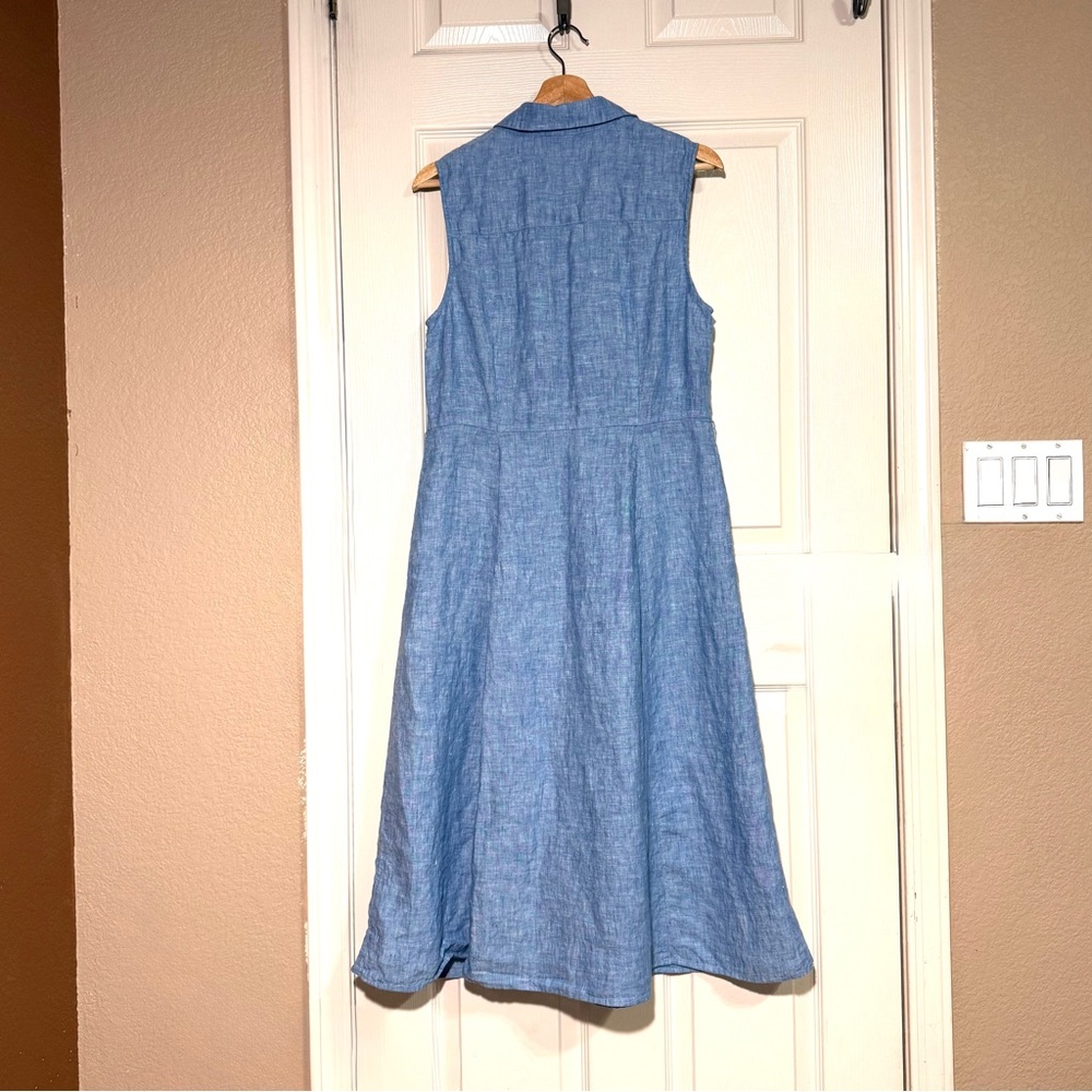 Boden Light Blue Sleeveless Midi Shirt Dress - Picture 3 of 13